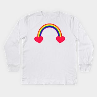 Valentine's day. Love red heart with gay rainbow. Kids Long Sleeve T-Shirt